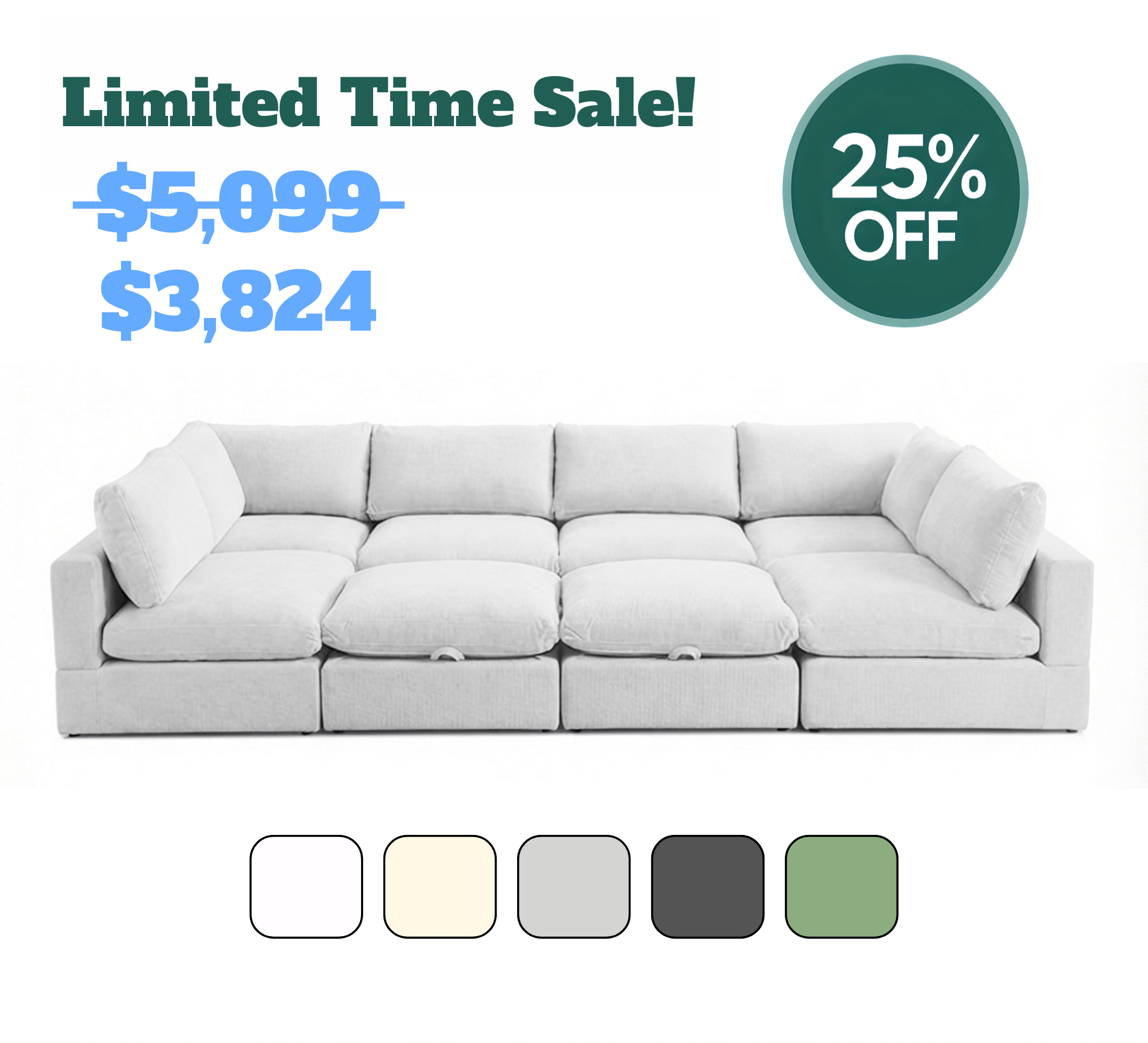 8 Piece Set with 2 Ottomans - Large Pit Configuration!