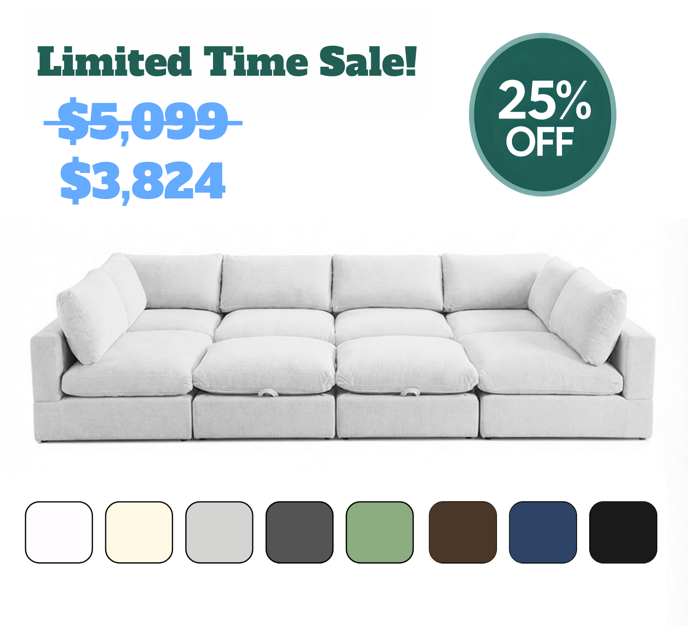 8 Piece Set with 2 Ottomans - Large Pit Configuration!